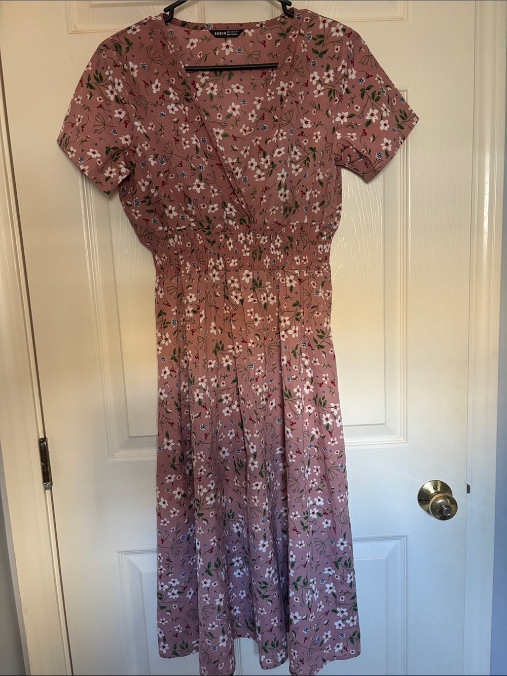 SHEIN Dusty Pink Floral Midi Dress